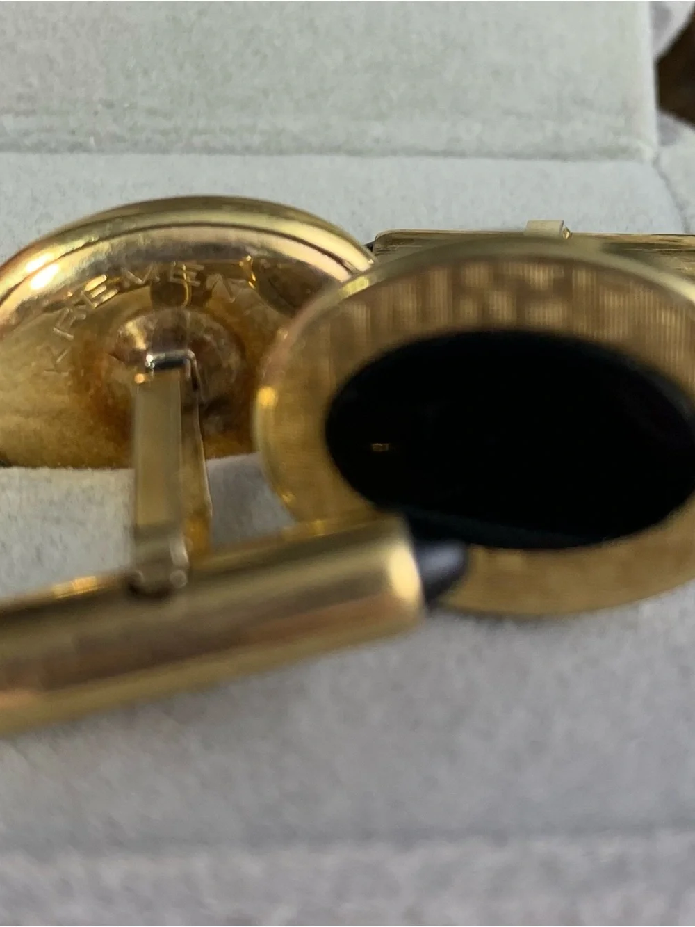 Vintage KREMENTZ 14K Gold Rolled Gold Plate Black Onyx Cufflinks